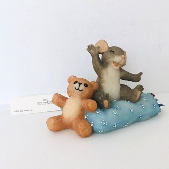 Sleepy Head Fitz & Floyd Charming Tails Mouse Teddy Bear #89/113 Figurine & Box - Picture 3 of 10